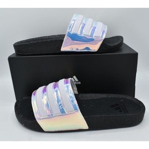 Adidas Men Sz 9 Women Sz 10 Adilette Boost Multicolor Iridescent Slide Shoes